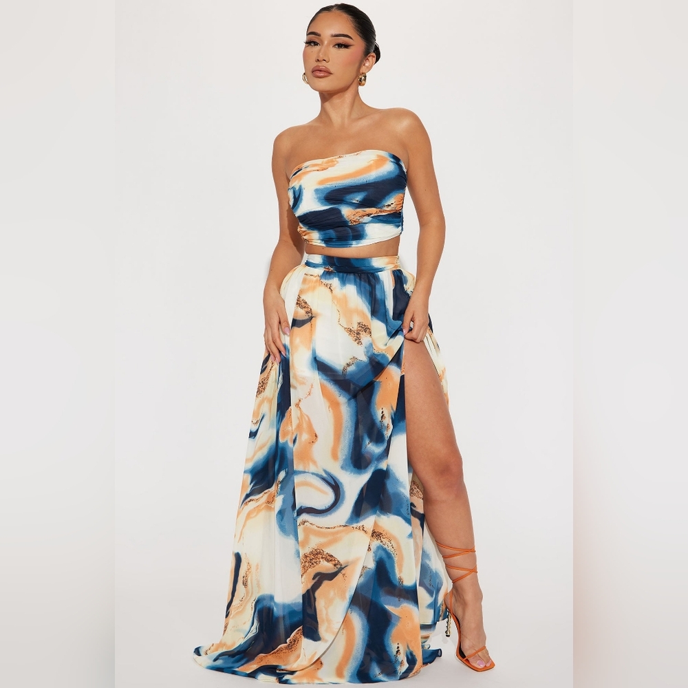 "Marissa" Maxi Skirt Set With Strapless Top